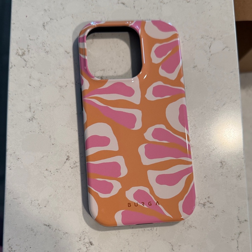 Burga Pink and Orange Patterned Phone Case for IPhone 14 Pro